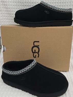 UGG Black Suede Slip-On Clog with Braided Trim